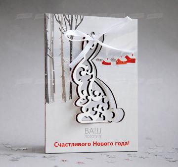 Деревянная новогодняя открытка  новогодний мерч